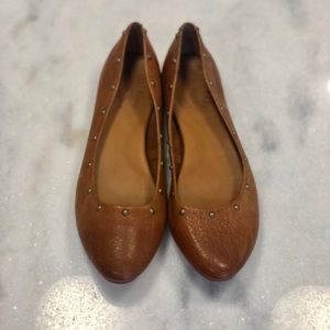 Kork-ease Tan Leather Flats with stud detail